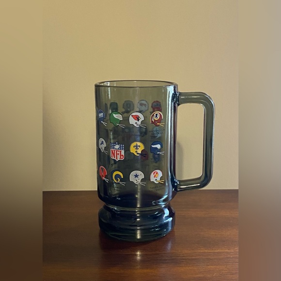 NFL Football Team Helmets smoked glass beer stein VTG mug - Picture 1 of 6